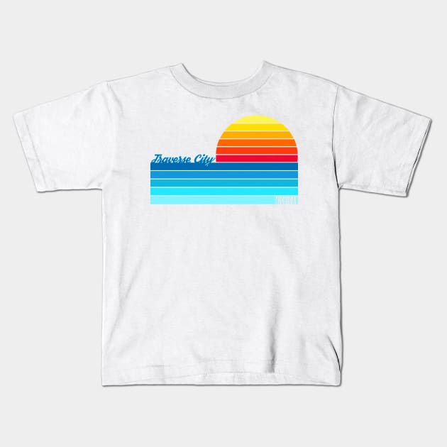 Traverse City Sunset Kids T-Shirt by Megan Noble